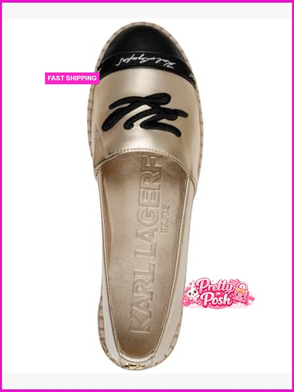 Slip on Espadrille Flat with Designer Logo - Casual Canvas - Picture 4 of 5